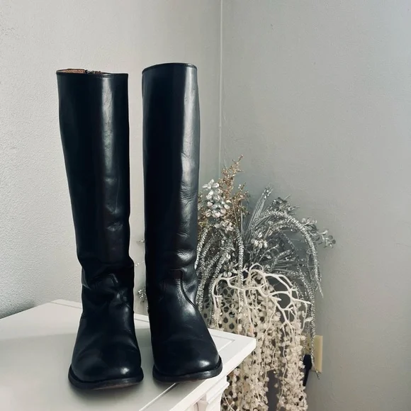Frye Melissa Button Back Zip Black leather boots women size 6.5 - Picture 6 of 10
